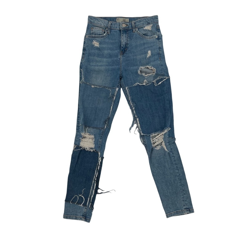 Top Shop Moto Jamie Patchwork Distressed Skinny Jeans Size 28 Women’s